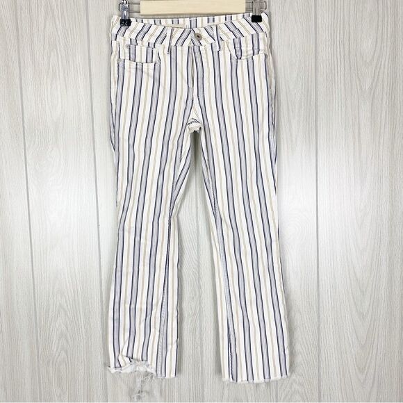 Anthropologie Denim - Pilcro & The Letterpress | Striped High Rise Cropped Boot Cut Jeans Size 25